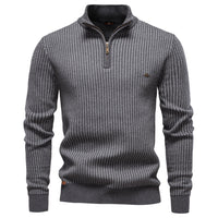 Mens Thickened Half-Zip Stand-Up Collar Casual Sweater