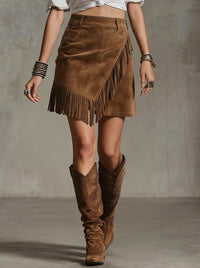 Womens Retro Western-Style Suede-Like Casual Skirt
