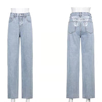 Printed Casual Street Hot Girl Fashion High Waist Jeans