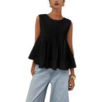 Pleated Slim-fit Loose Vest Shirt