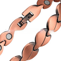 Womens Fashionable Heart-Shaped Retro Magnetic Red Copper Bracelet