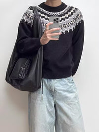 Casual Laid-back V-neck Knit Sweater For Men In Solid Colors