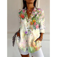 Womens Trendy Long-sleeve Printed Maxi Shirt