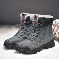 Men's Cotton  High-Top Plus Velvet Warm Snow Boots Thick-Soled Hiking Shoes