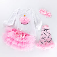 Spring and Autumn Baby Long Sleeve Pink Skirt Set