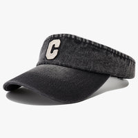Cross-border Simple Washed Embroidery Three-dimensional Letter  C  Round-top Hat For Outdoor Use, Adjustable Sun Protection Hat, Suitable For Outdoor Golf