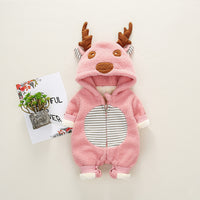 Long Sleeve Fleece-lined Baby Jumpsuit Keep Baby Warm Going Out