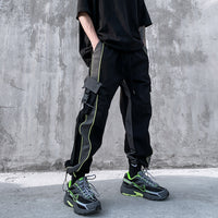 Drawstring waistband wide loose straight leg casual sports trousers