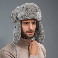 Rabbit Fur Unisex Thickened Warm Ear Protection Cold-proof Outdoor Hat