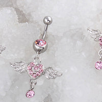 Fashion Peach Heart Hypoallergenic Belly Button