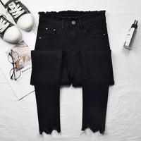 High-rise jeans female nine-point trousers