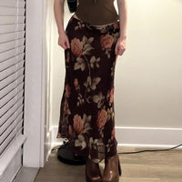 Women's Soft Printed Mesh Midi Skirt