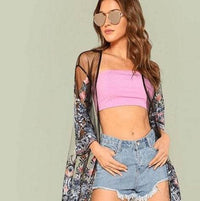 hot new heavy embroidery three-dimensional flower perspective lace long cardigan sunscreen shawl