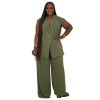 Women's V-Neck Sleeveless Fashionable Casual Two-Piece Set