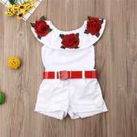 European and American style rose top solid denim shorts
