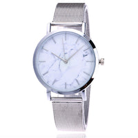 Vansvar fashion brand silver and gold mesh band creative marble wristwatch casual women quartz watches gift relogio feminino