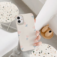 Lambskin pattern love small flower phone case