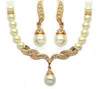 Factory Direct Korean Version, Elegant Angel Wings, Fashionable Pearl Necklace, Earrings, Bridal Suit 9086