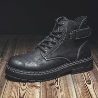 Men's High Top Round Toe Retro Work Boots