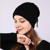Fleece Knitted Wrap Head Pile Hat Women's Confinement Hat