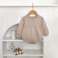 Baby Hollow Knitted Long-sleeve Jumpsuit