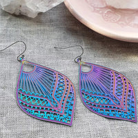 Retro, Exaggerated-style European And American Colorful Hollow-out Flower And Leaf Pendant