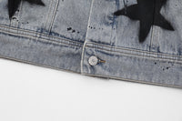 Five-pointed Star Splash Ink Patterned Denim Jacket