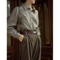 French Style Retro Plaid Shirt For Women