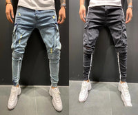 Men's Fashion And Leisure Trendy Knee-cut Zipper Trousers