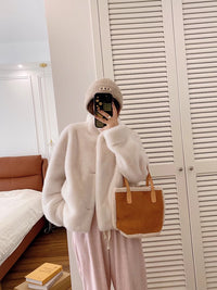 Short Artificial Mink Hair Fur Coat For Women