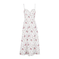 Printed Tube-top Slip Dress With Back-tie Waistband For A Slimming Effect