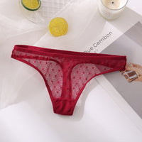 Ladies Hollow Sexy Solid Color Low Waist High Slit Briefs
