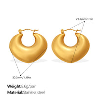 Fashion Exaggerated Metallic Gold Earrings, Simple & Versatile C-Shaped Half-Round Hoop Earrings