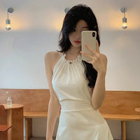 Beach Style Hollow Out Halter Strap Dress With A Waist Cutout