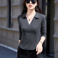 Womens Stylish Slimming Cotton Long-Sleeve T-Shirt