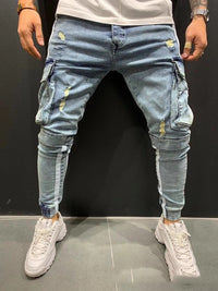 Men's Fashion And Leisure Trendy Knee-cut Zipper Trousers
