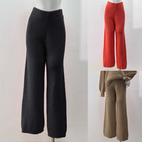 Women's Pants Woven Wool Pants Casual Straight Wide Leg Pants Mid-high Waist Trousers