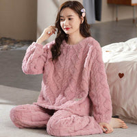 Pajamas Women Autumn And Winter Models Plush Flannel Ladies Suit