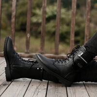 Men's mid-tube plus fleece tooling cotton boots