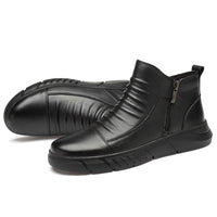 Casual top layer cowhide leather boots
