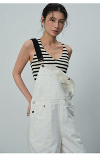 New Style Workwear Suspender Denim Jumpsuit For Women