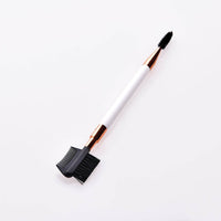 Single double-ended makeup brush and eyelash brush