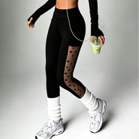 Athletic Outdoor Butt-lifting Mesh-panel Spliced Tights With Pockets