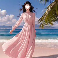 French Style Soft Waist Cinching Flattering Maxi Dress
