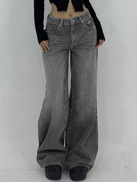 European And American Wide Leg Super Long Mop Jeans