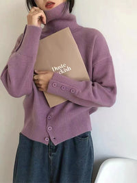 Design High Waist Button Retro Lazy Style Wear Sweater