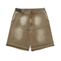 Men's Washed And Worn Raw Edge Denim Shorts