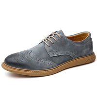Business Formal Wear Genuine Leather Low Top Retro Lace Up Breathable Men's Shoes