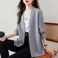 Lazy V-neck Sweatshirt Cardigan Women's Loose Casual Jacket All-matching Drop-shoulder Sleeve