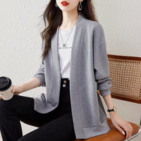 Lazy V-neck Sweatshirt Cardigan Women's Loose Casual Jacket All-matching Drop-shoulder Sleeve